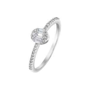 OneSixEight Oval Shaped Diamond Ring Half Eternity Band 18K White Gold