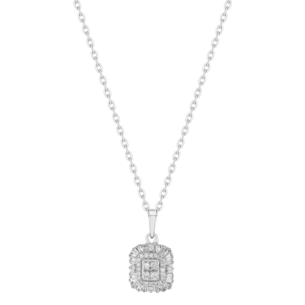 OneSixEight Emerald Diamond Pendant Chain 18K White Gold
