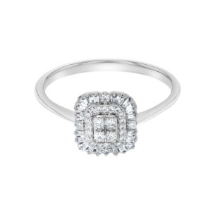 OneSixEight Emerald Diamond Ring 18K White Gold
