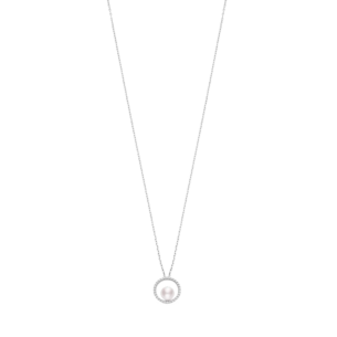 Mikimoto Circles Collection, Akoya Pearl and Diamond Set Pendant in 18K White Gold