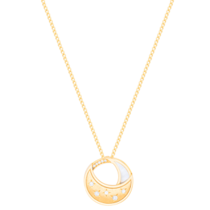 18k Yellow Gold Qamar Necklace With Diamond And Mother of Pearl