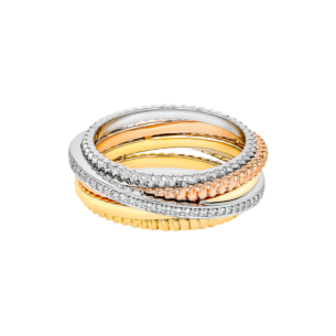 Revolve Trio 18k Yellow, Rose and White Gold Ring with Diamonds