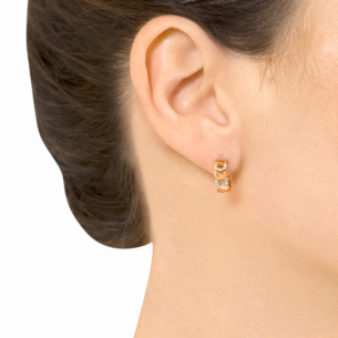 Revolve Diamond Hoop Earrings  set in 18K Rose Gold