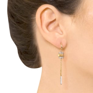 Revolve Diamond Earrings with Moving Mechanism set in 18K Yellow Gold