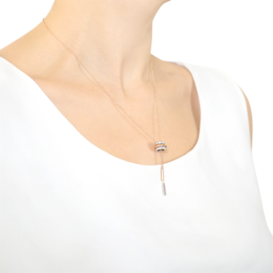 Revolve Diamond Pendant Chain With Moving Mechanism with sliding chain set in 18K Rose Gold