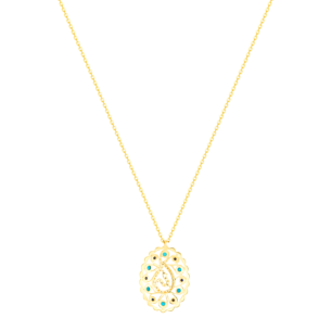 Ummi Yellow Gold Necklace with Diamond, Turquoise and Lapis Lazuli