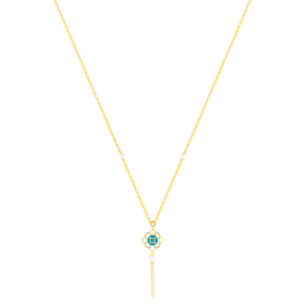 Ummi Yellow Gold Necklace with Diamond, Pearl and Turquoise  