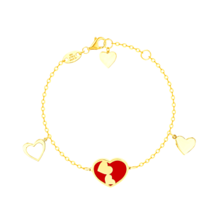 Damas Valentine's Day Collection Bracelet In 18K Yellow Gold Featuring Reconstructed Coral