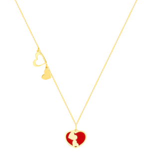 Damas Valentine's Day Collection Necklace In 18K Yellow Gold Featuring Reconstructed Coral