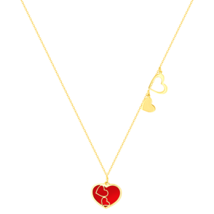 Damas Valentine's Day Collection Necklace In 18K Yellow Gold Featuring Reconstructed Coral