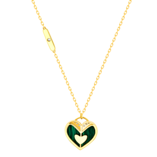 Damas Valentine's Day Collection Necklace In 18K Yellow Gold Featuring Malachite and Diamonds
