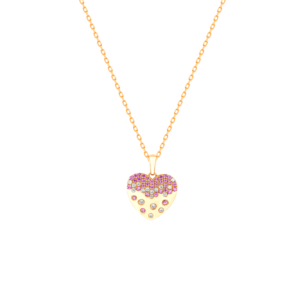 Damas Valentine's Day Collection Pendant and Chain In 18K Rose Gold And Studded With Pink Sapphire and Diamonds