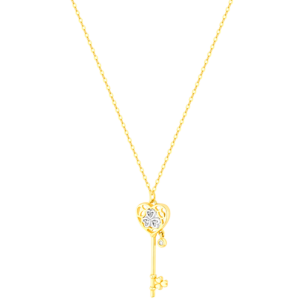 Damas Valentine's Day Collection Pendant and Chain In 18K Yellow Gold And Studded With Diamonds