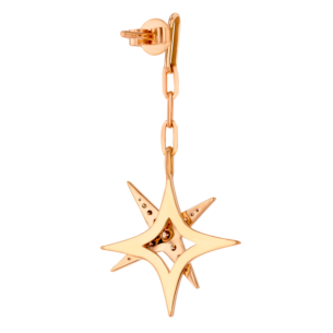 STAR Drop Earrings in 18K Rose Gold and Studded with Brown Diamonds