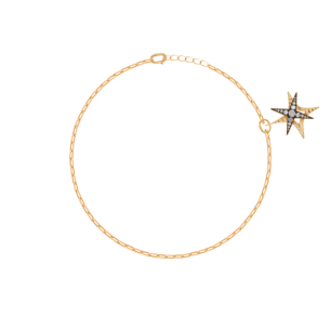 STAR Adjustable Bracelet in 18K Yellow Gold and Studded with White Diamonds