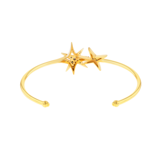 STAR Bangle in 18K Yellow Gold and Studded with White Diamonds