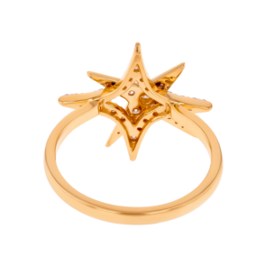 STAR Ring in 18K Yellow Gold and Studded with White Diamonds