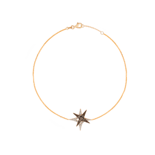 STAR Bracelet in 18K Rose Gold and Studded with White and Brown Diamonds