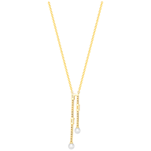 Harmony by Symphony Necklace in 18K Yellow Gold  with Akoya Pearls and Diamonds 