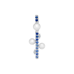 Harmony by Symphony Earrings 18K White Gold  with Akoya Pearls and Blue Sapphires