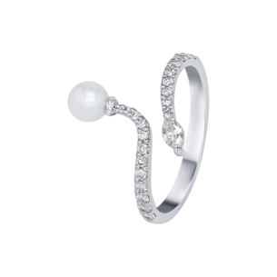Harmony by Symphony Ring in 18K White Gold with Akoya Pearls and Diamond 