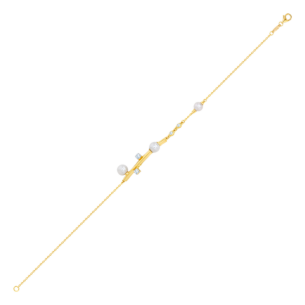 Harmony by Symphony Bracelet 18K Yellow Gold with Akoya Pearls and Diamond 