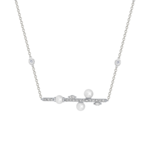 Harmony by Symphony Necklace in 18K White Gold  with Akoya Pearls and Diamond 