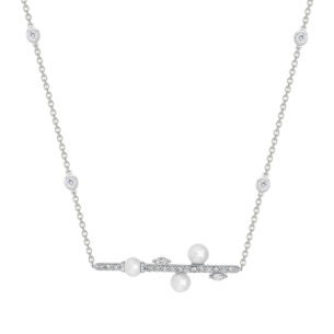 Harmony by Symphony Necklace in 18K White Gold  with Akoya Pearls and Diamond 