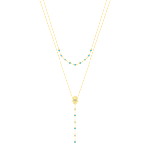 Talisman 18K Yellow Gold Diamond and Turquoise Necklace