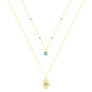 Talisman 18K Yellow Gold Diamond and Turquoise Necklace