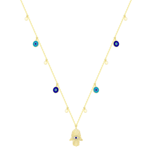 Talisman 18K Yellow Gold Diamond, Lapis Lazuli and Enamel Necklace