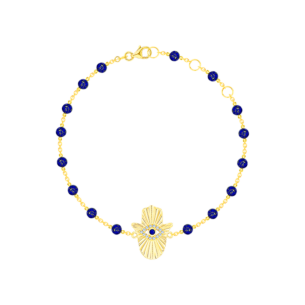 Talisman 18K Yellow Gold Diamond and Lapis Lazuli Anklet