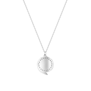LOML Bubble Round Diamond Border Necklace in 14k White Gold