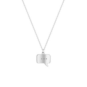Bubble Typing Dots rectangular Diamond Necklace in 14k White Gold