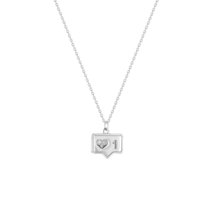 Like Heart Symbol Bubble Diamond Necklace in 14k White Gold