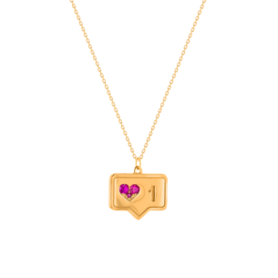 Like Heart Symbol Bubble Ruby Necklace in 14k Yellow Gold