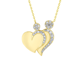Youth 18k Yellow Gold and Diamond Heart Motif Pendant Necklace