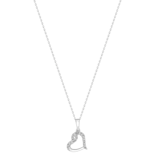 Youth 18k White Gold and Diamond Heart Shaped Pendant Necklace