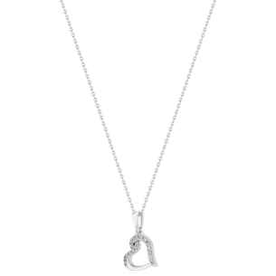 Youth 18k White Gold and Diamond Heart Shaped Pendant Necklace