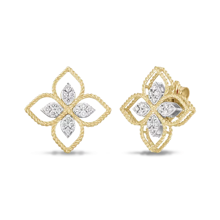 Roberto coin princess flower diamond earrings store