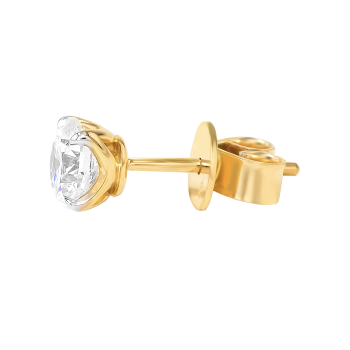Gaia Solitaire Carat Diamond Stud Earrings in 18K Yellow Gold