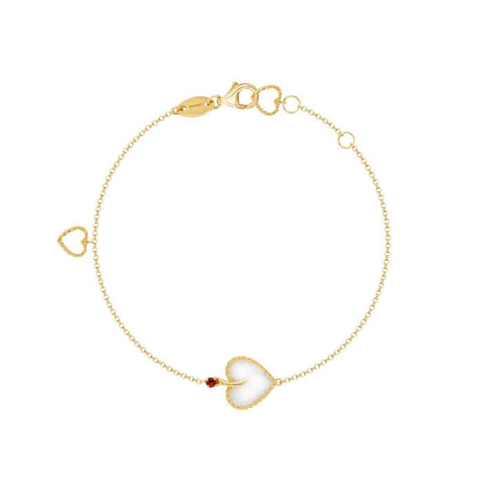 Farfasha Petali Del Mare Heart Bracelet with Mother Of Pearl Garnet