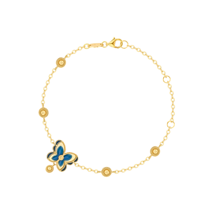 Farfasha Giardino Butterfly Bracelet with Blue Enamel