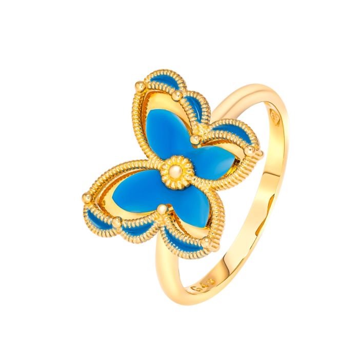 Farfasha Giardino Butterfly Ring with Blue Enamel