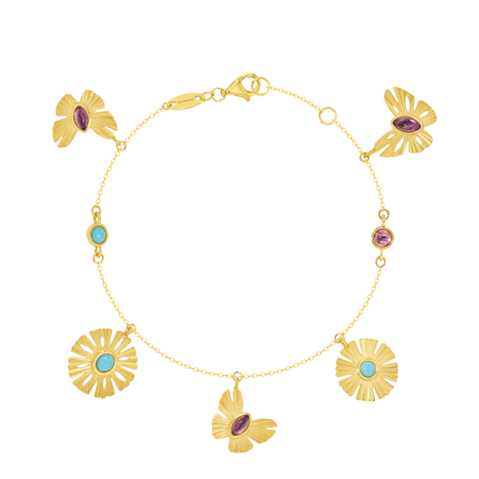 Farfasha Sunkiss Bracelet mixed with Flower and Butterfly in 18K Gold