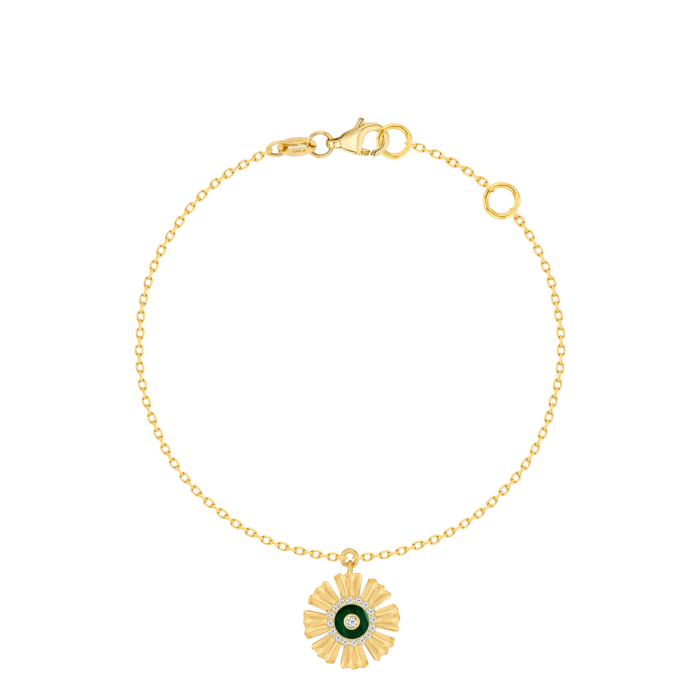 Farfasha Sunkiss Yellow Gold Anklet with Malachite and Diamond