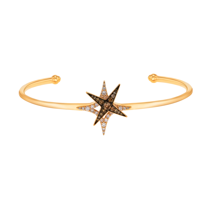 STAR Bangle in 18K Rose Gold and Studded with White and Brown Diamonds