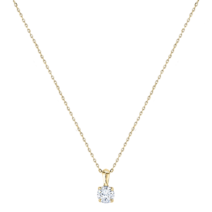 Gaia Solitaire Carat Diamond Pendant Chain in 18K Yellow Gold