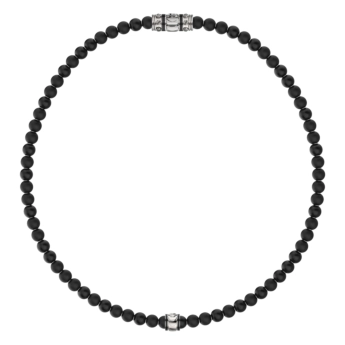 Revolve Necklace in Silver and Black Onyx